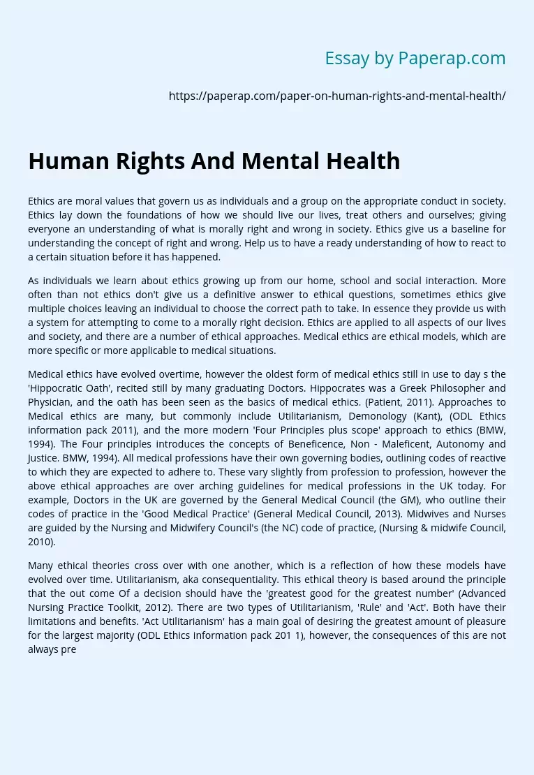Human Rights And Mental Health