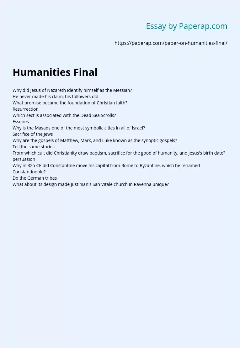 Humanities Final