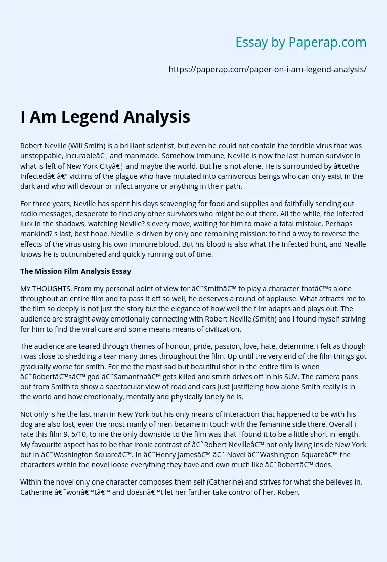 I Am Legend Analysis