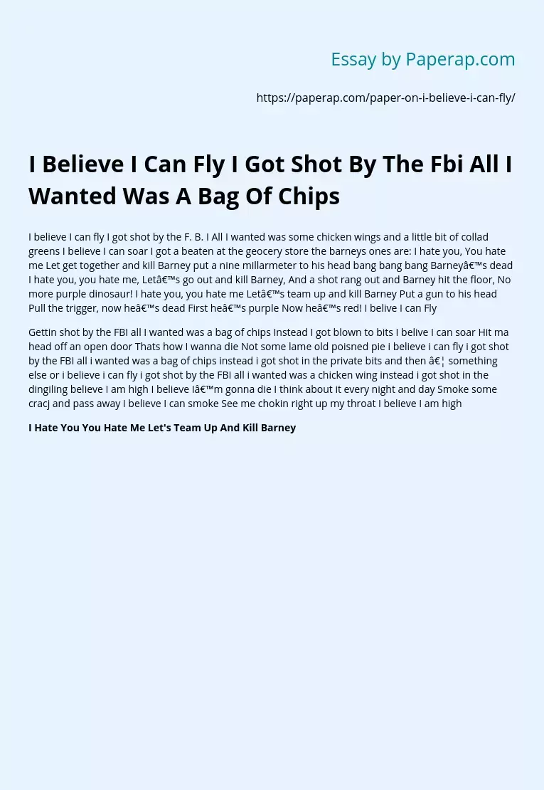 I Believe I Can Fly I Got Shot By The Fbi All I Wanted Was A Bag Of Chips