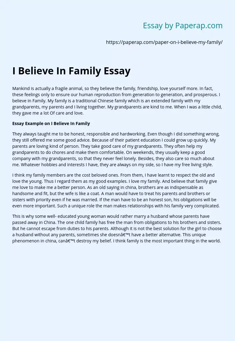 About My Family Essay Example | Sitedoct.org