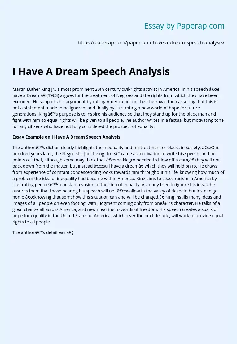 I Have A Dream Speech Analysis
