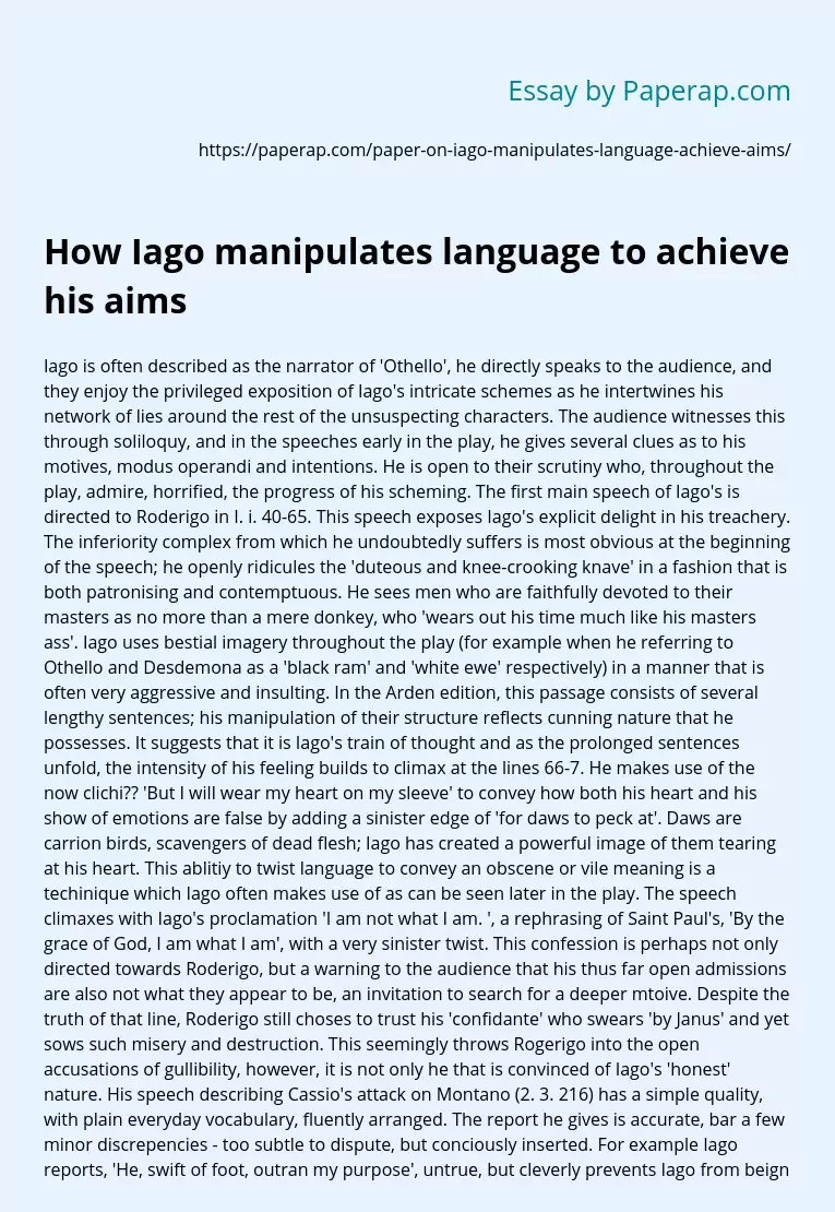 How Iago manipulates language to achieve his aims