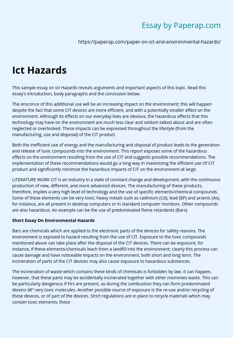 essay on environmental hazards