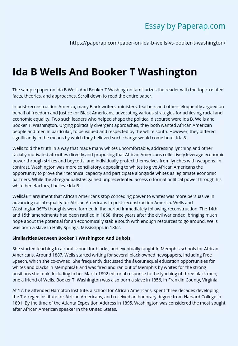 Ida B Wells And Booker T Washington