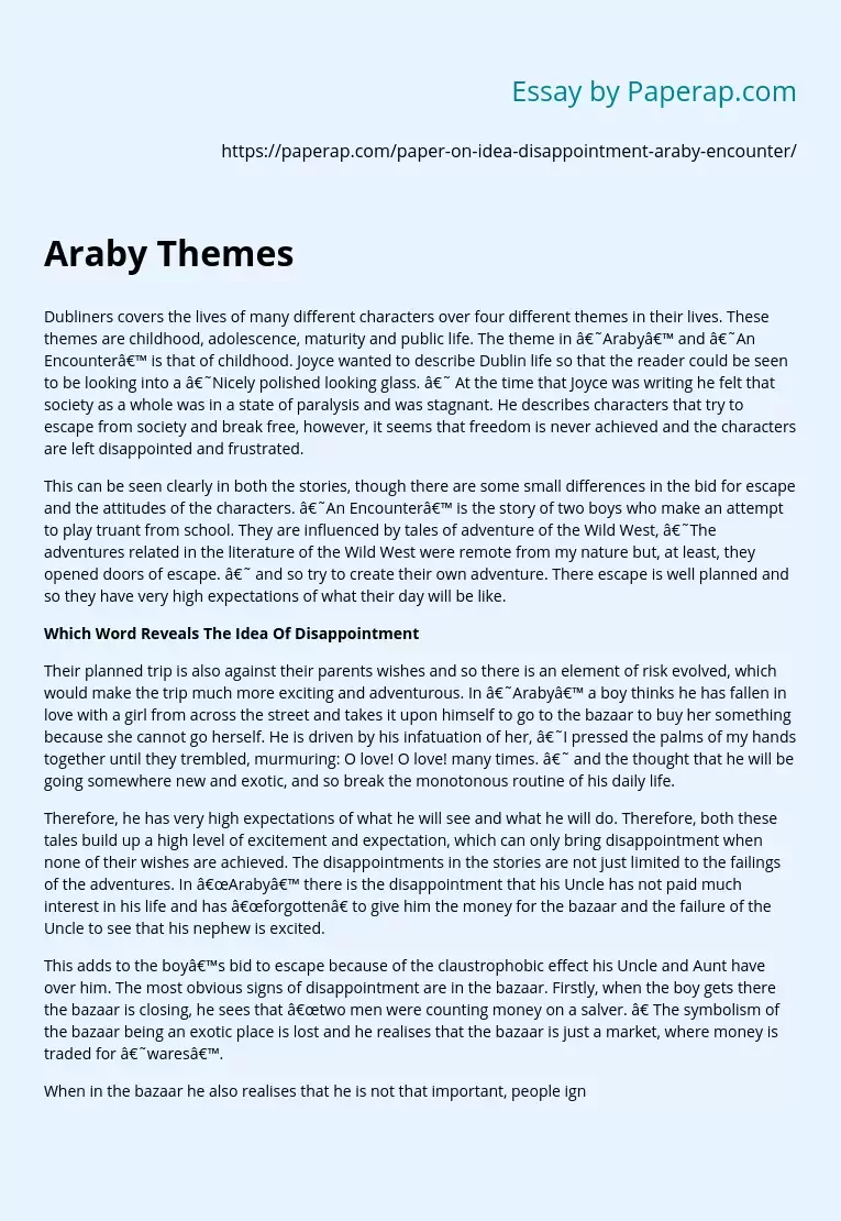 literary analysis of araby by james joyce
