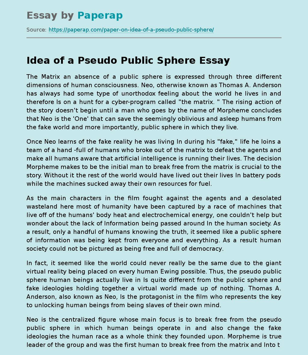 Idea of a Pseudo Public Sphere