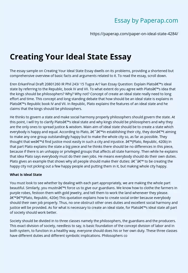 Creating Your Ideal State Essay