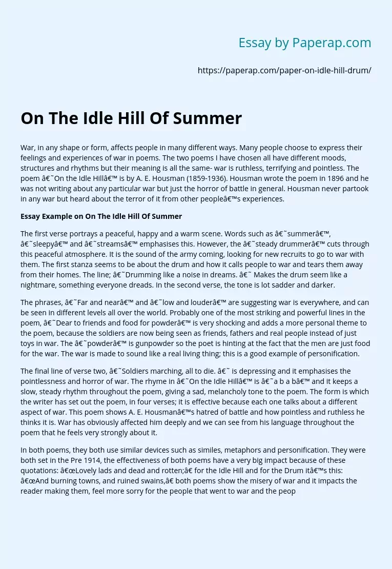 On The Idle Hill Of Summer