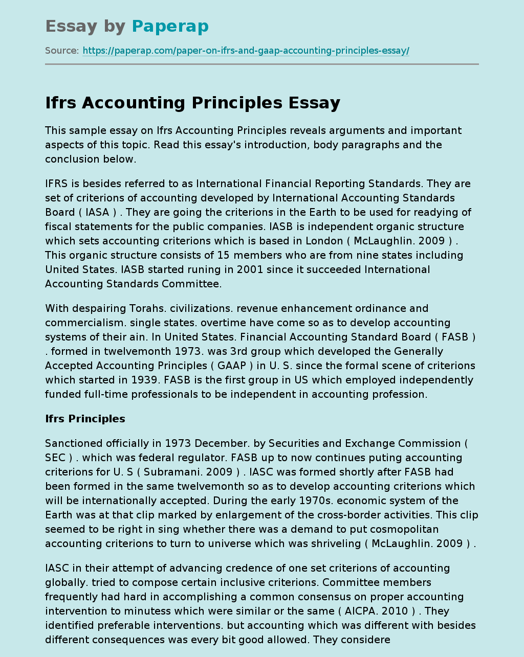 Ifrs Accounting Principles