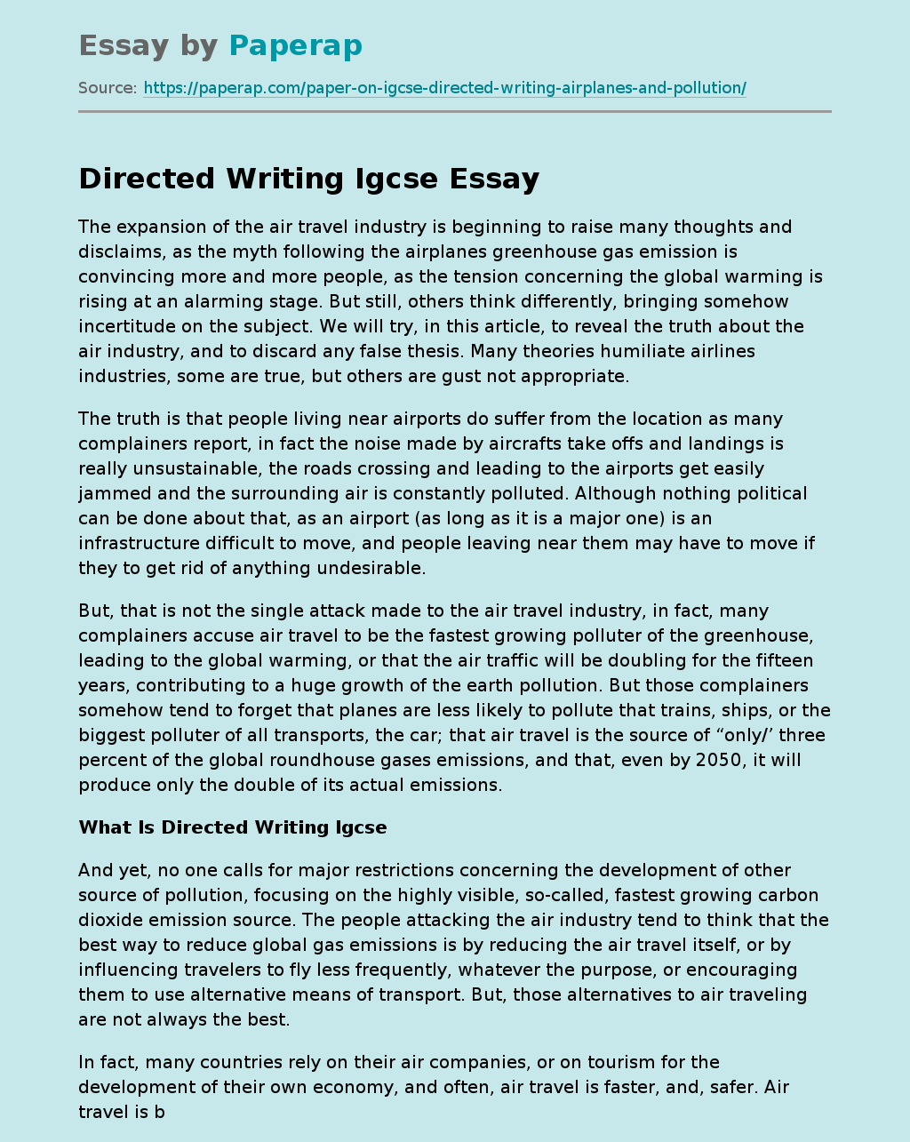 direct writing essay