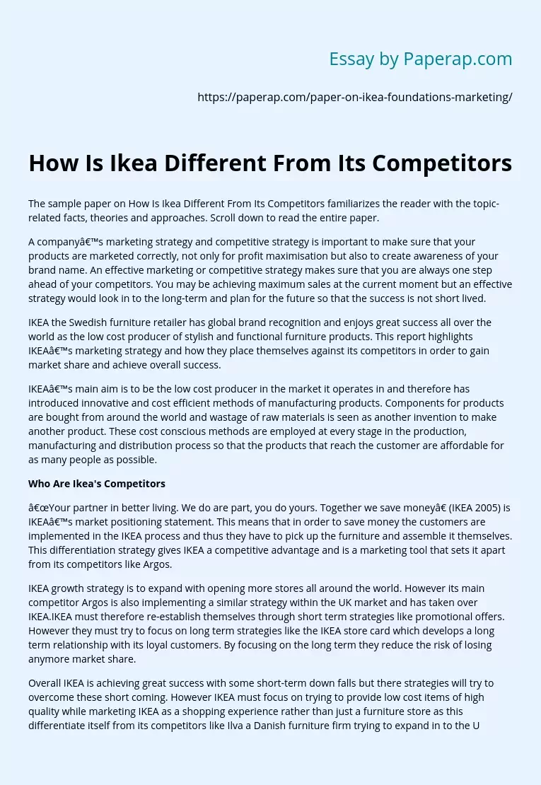 How Is Ikea Different From Its Competitors