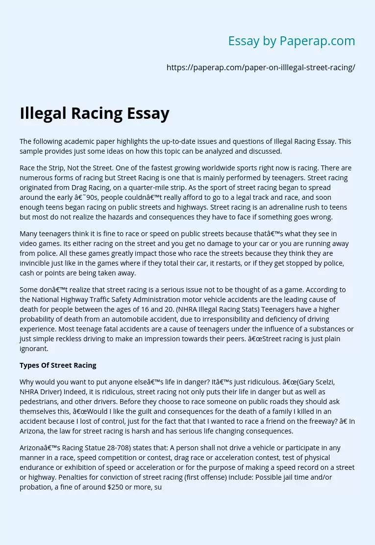 Illegal Racing Essay