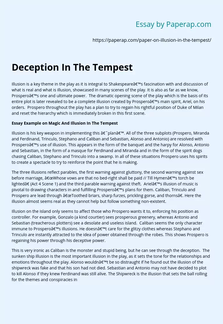 Реферат: The Magic Of The Tempest Essay Research