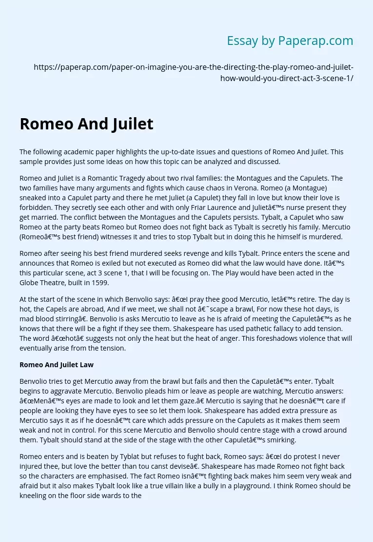 Romeo And Juilet Law