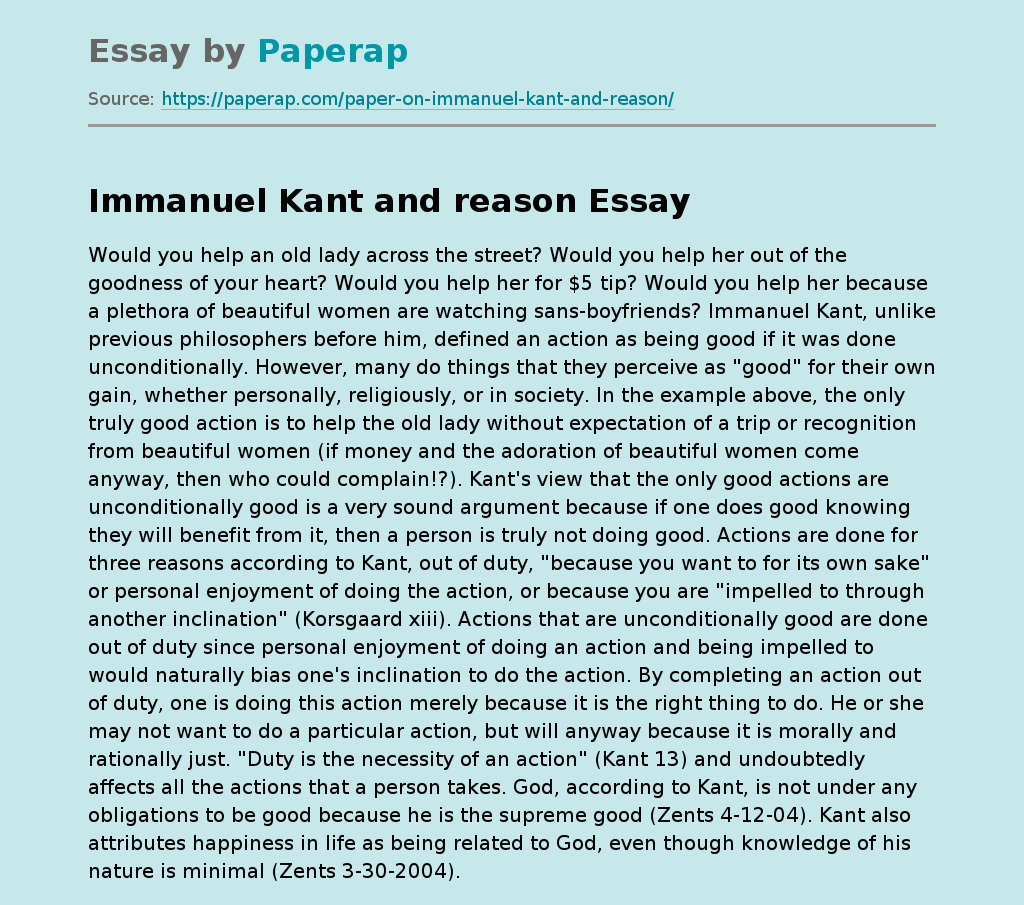 Immanuel Kant and reason