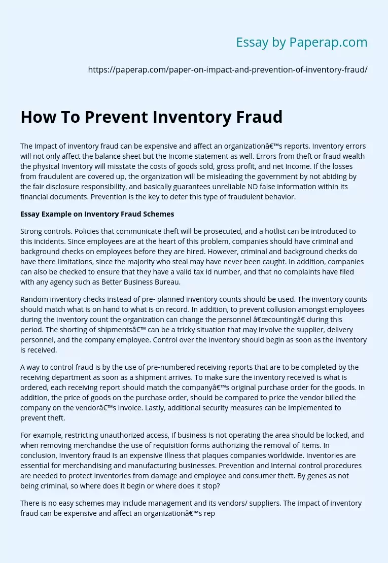 How To Prevent Inventory Fraud