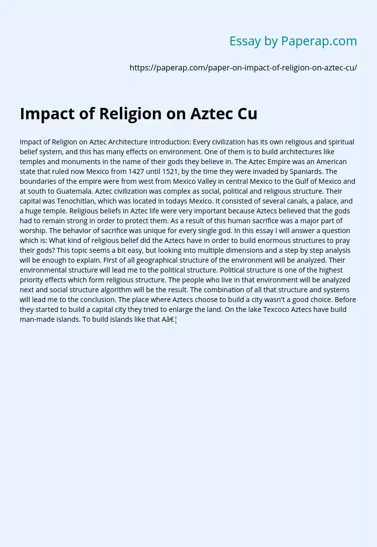 Impact of Religion on Aztec Cu