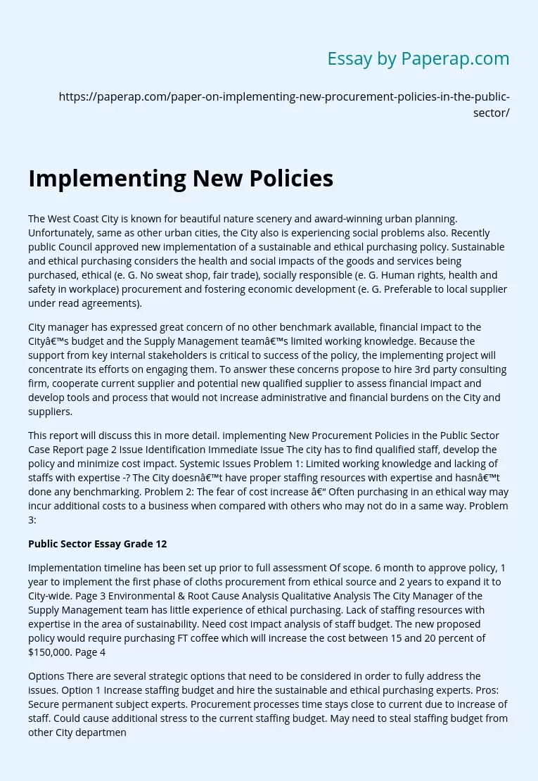 Implementing New Policies