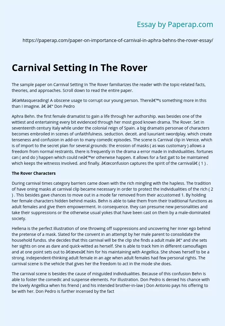 Carnival Setting In The Rover