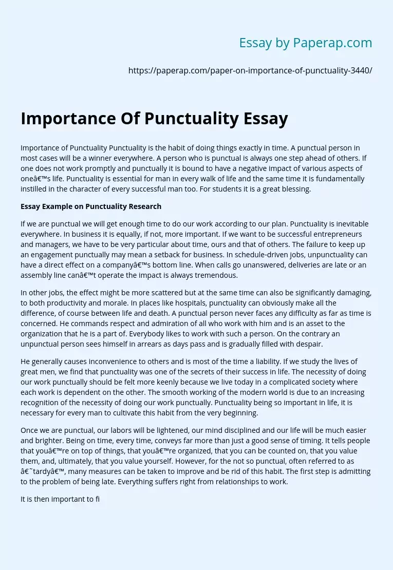 Importance Of Punctuality Essay
