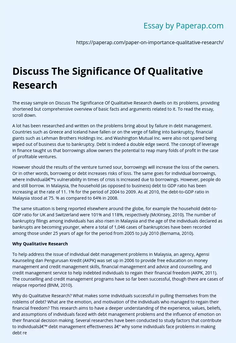 significance of the study of qualitative research