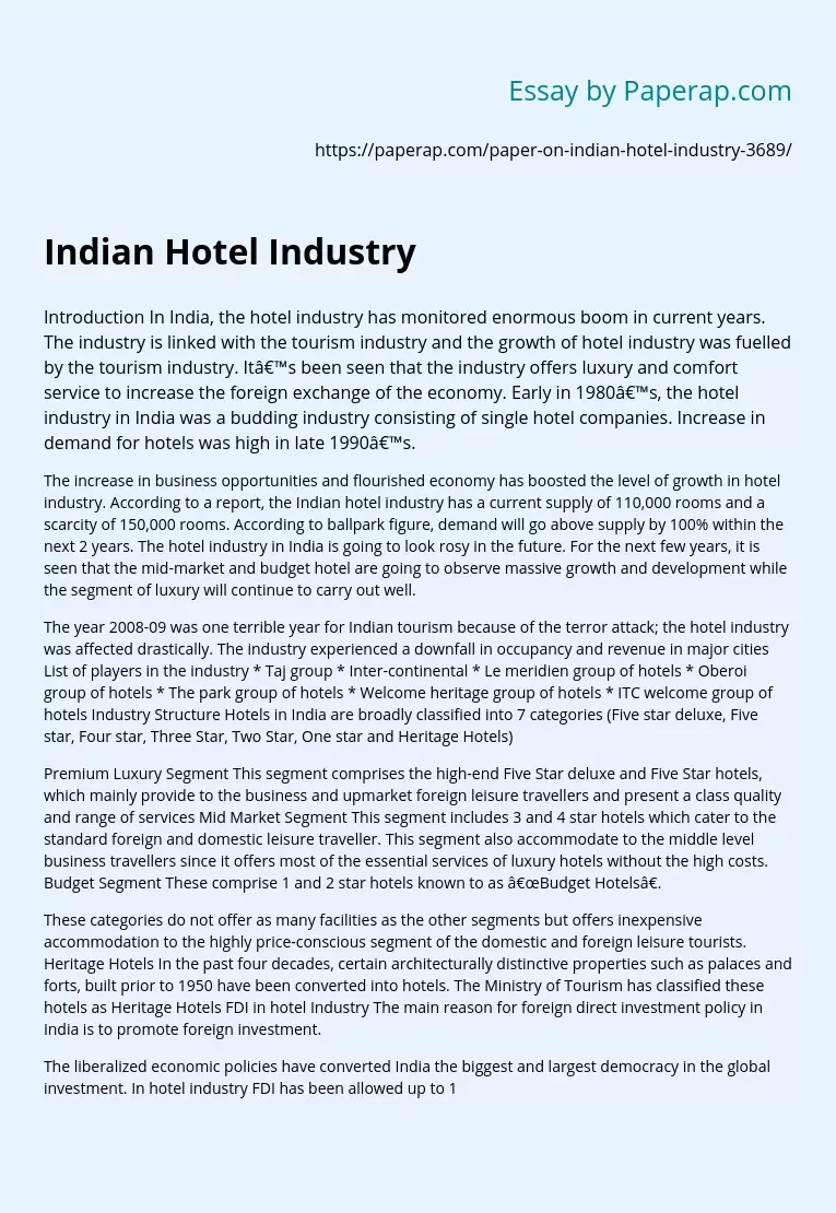 Indian Hotel Industry