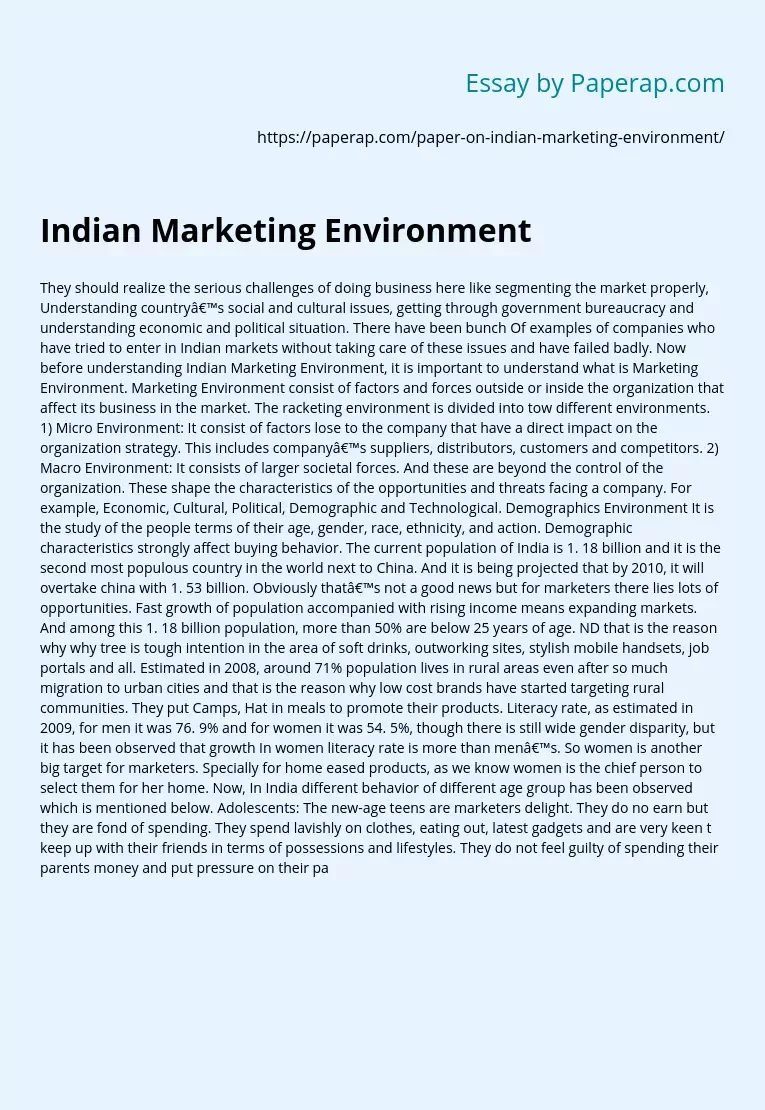 Indian Marketing Environment