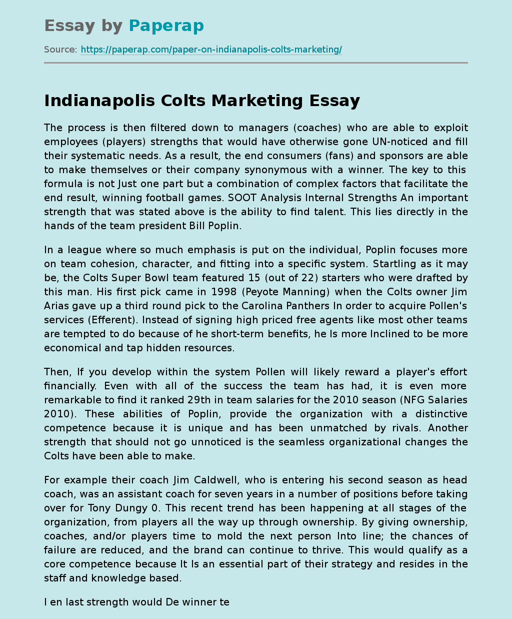 Indianapolis Colts Marketing