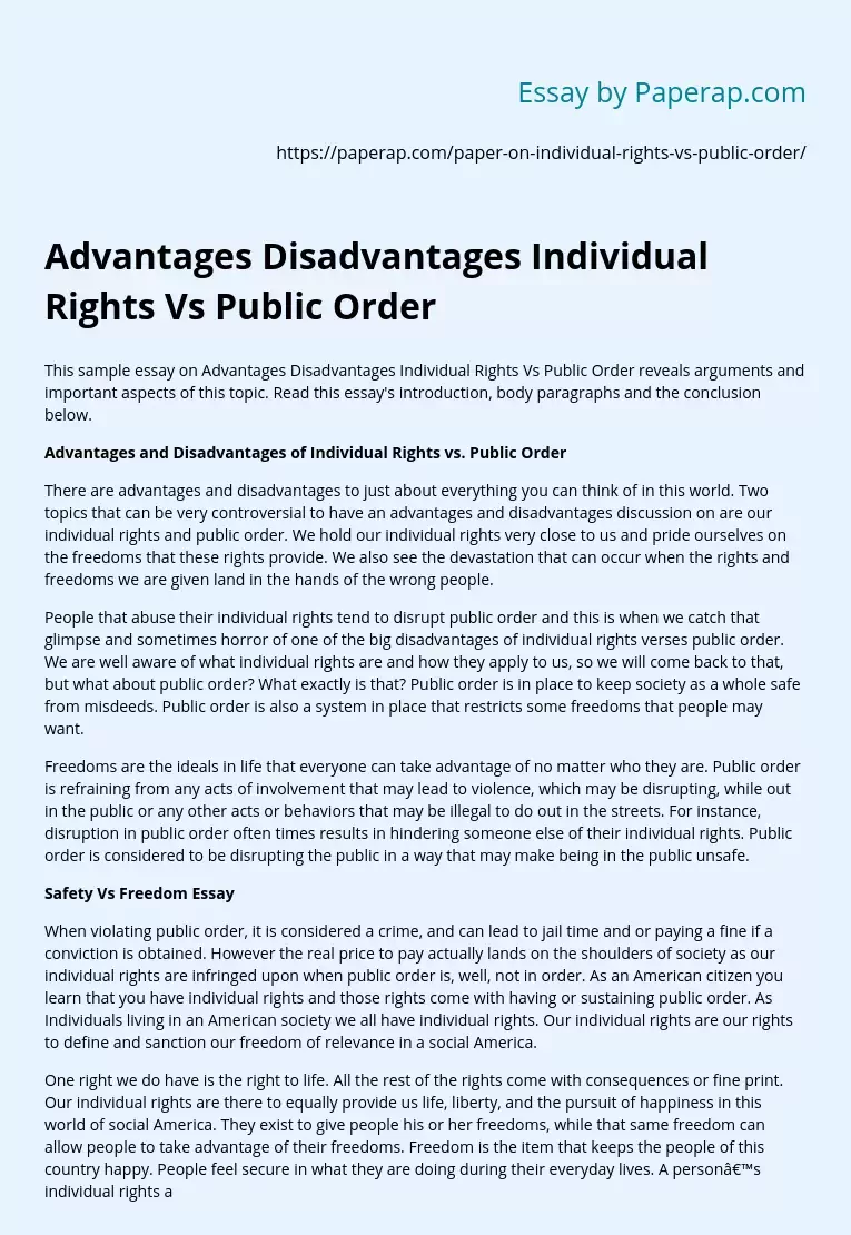 Advantages Disadvantages Individual Rights Vs Public Order