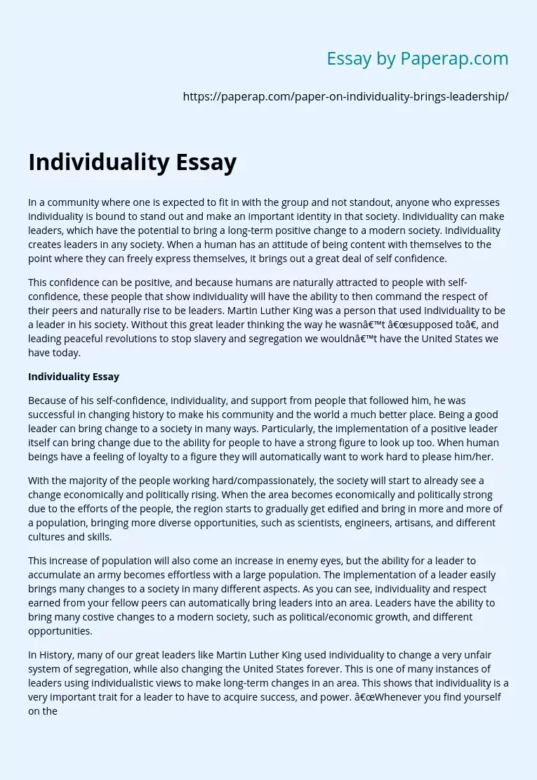 Individuality Essay
