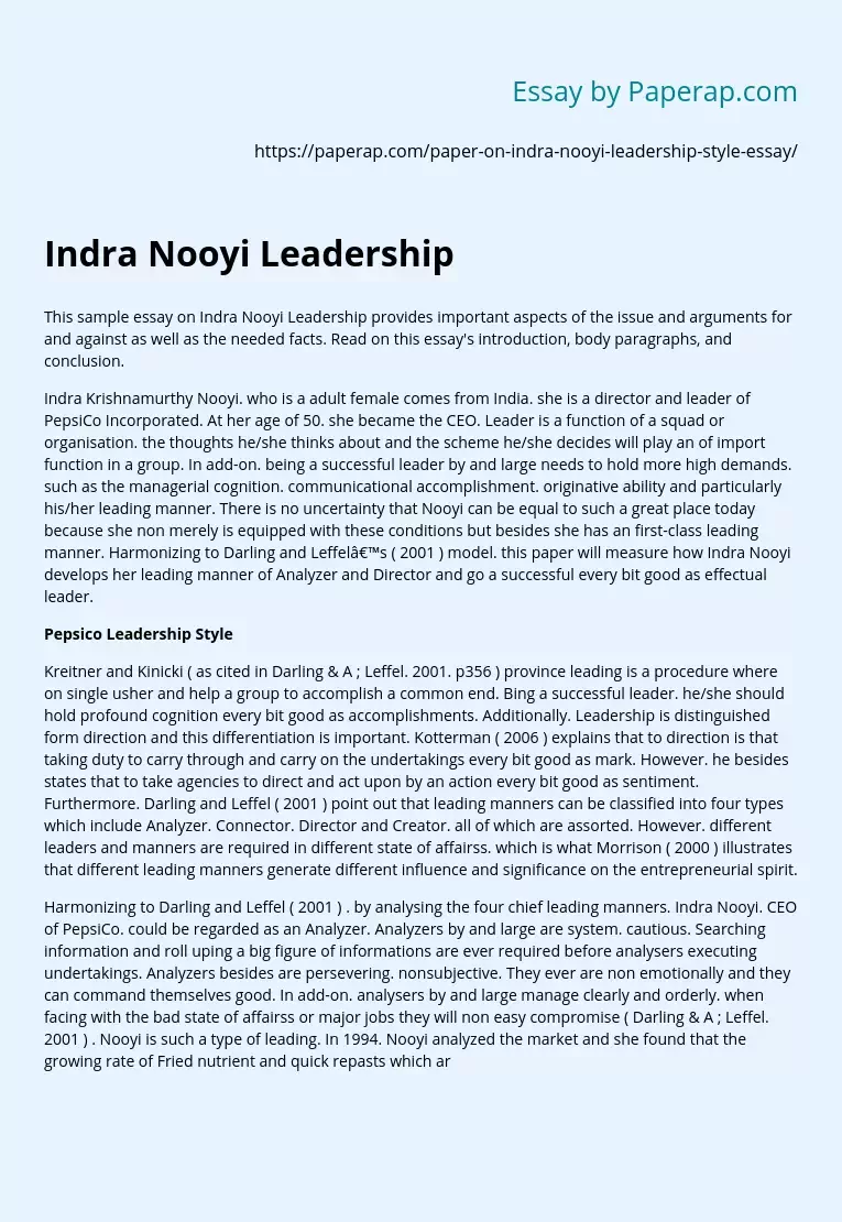 Indra Nooyi Leadership
