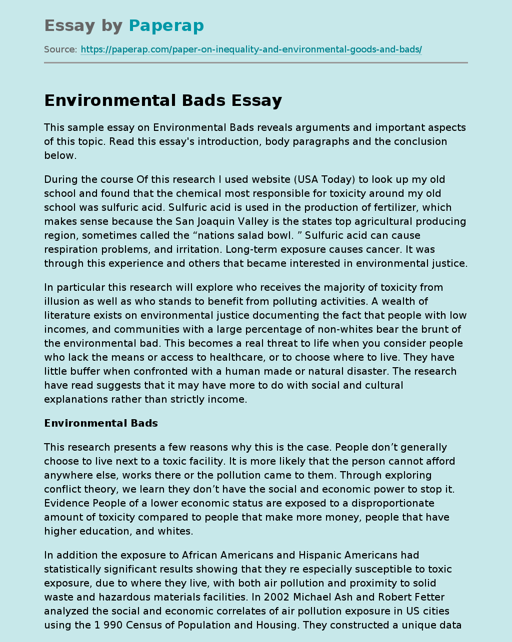 Environmental Bads