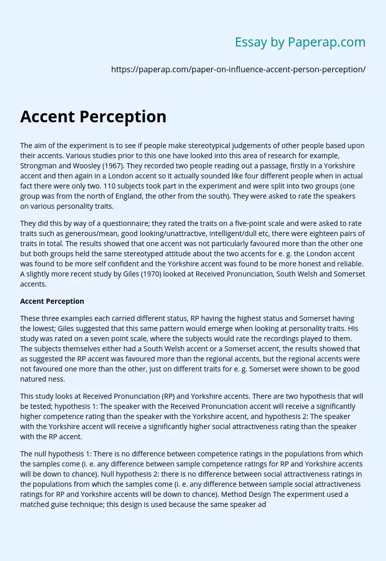 Accent Perception