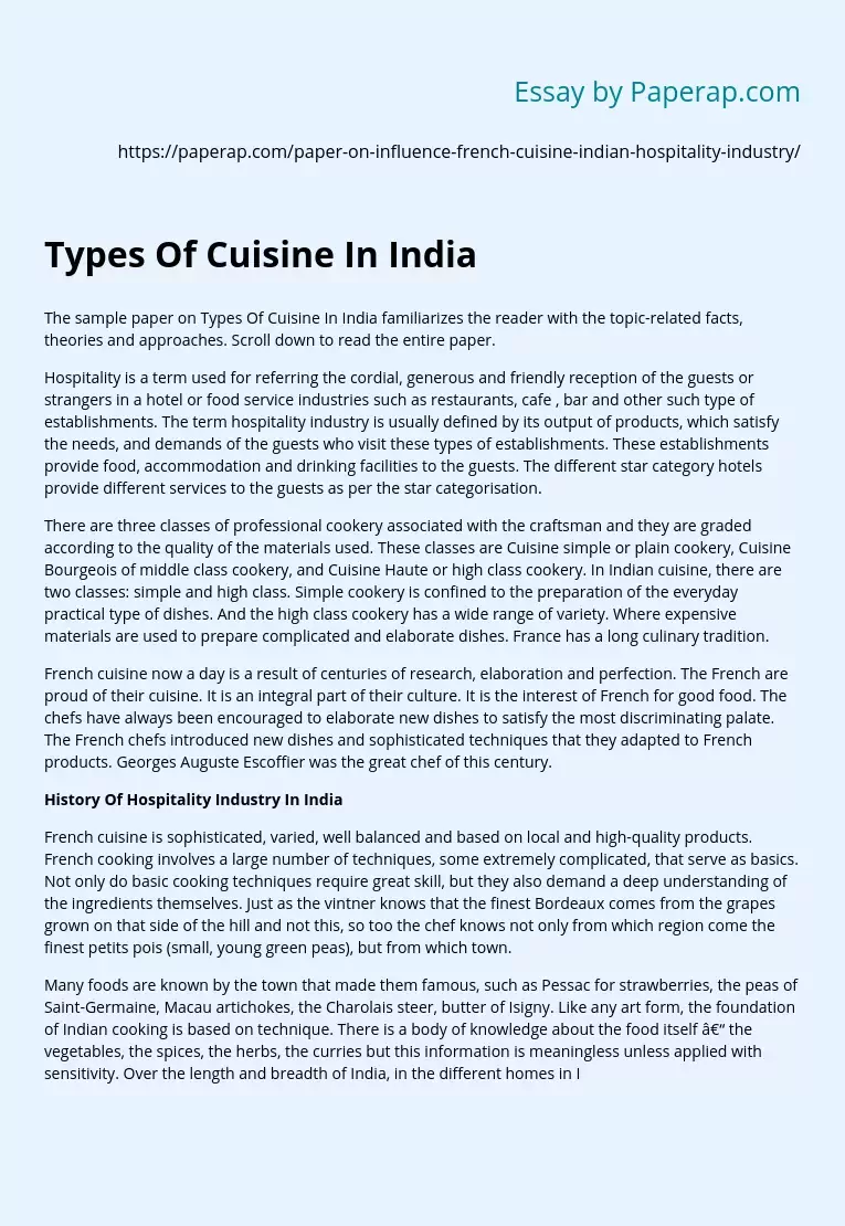 Types Of Cuisine In India