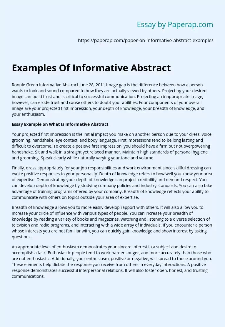 Examples Of Informative Abstract