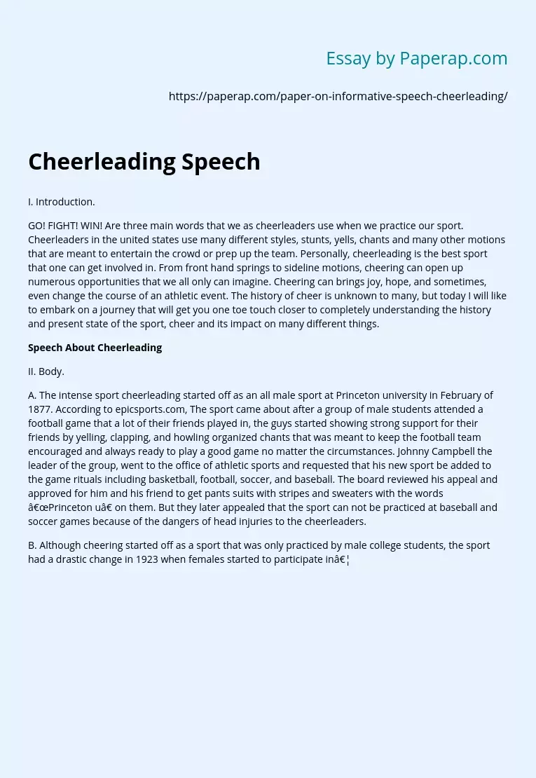 Informative Cheerleading Speech