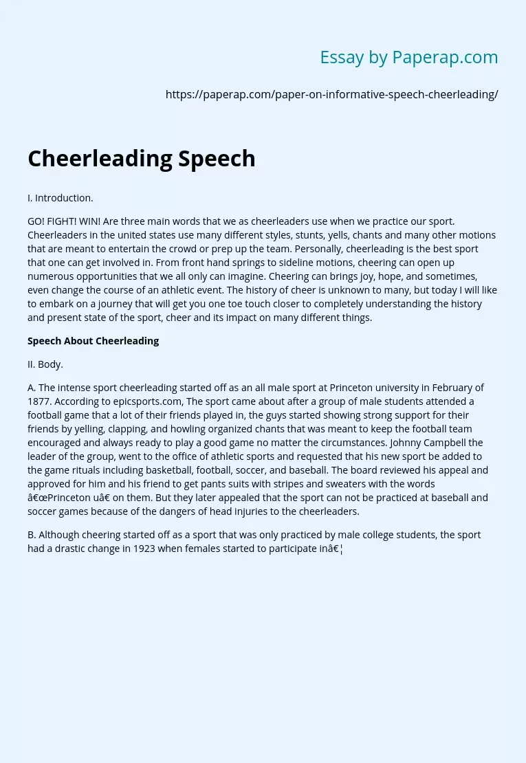 descriptive essay on cheerleading