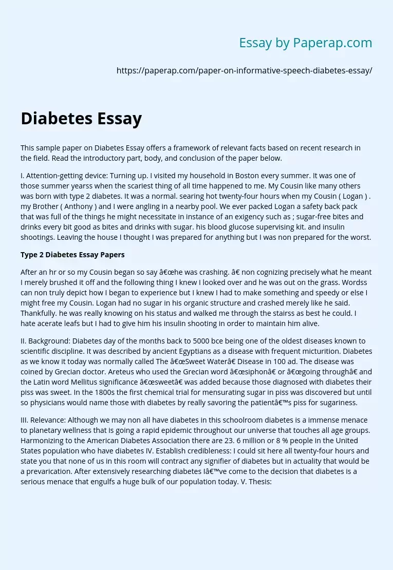 essay about type 2 diabetes