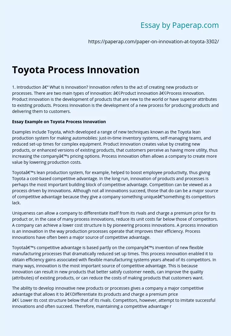Toyota Process Innovation