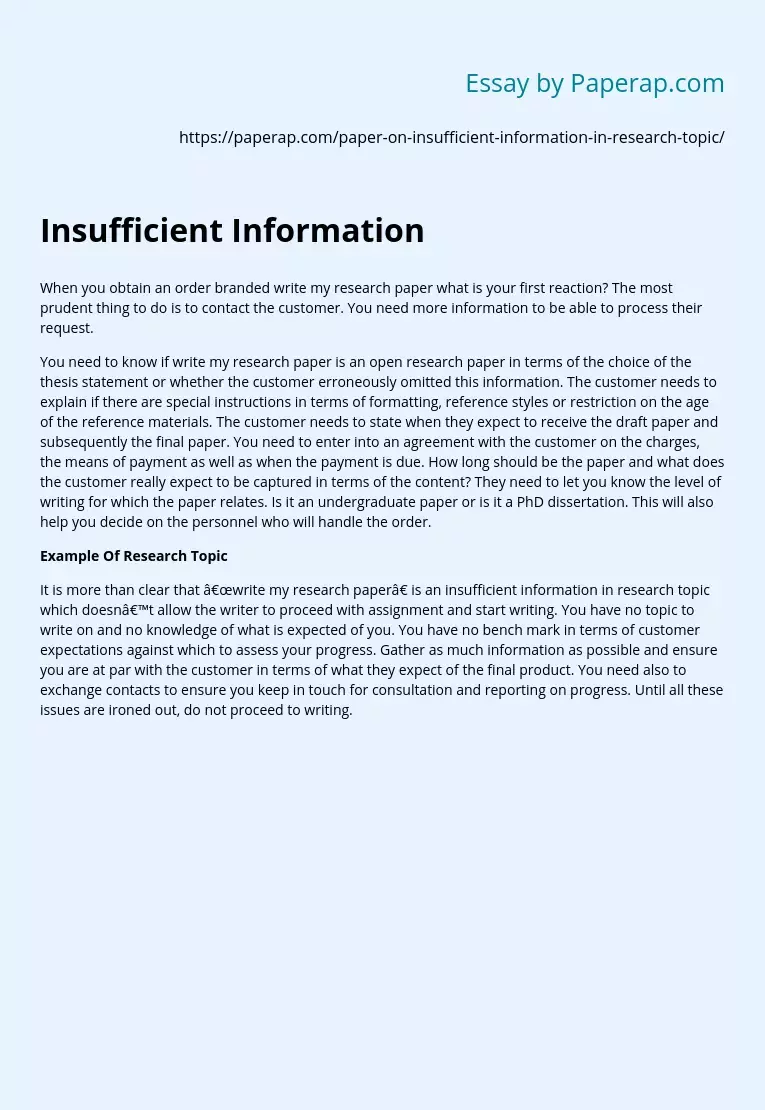 Insufficient Information