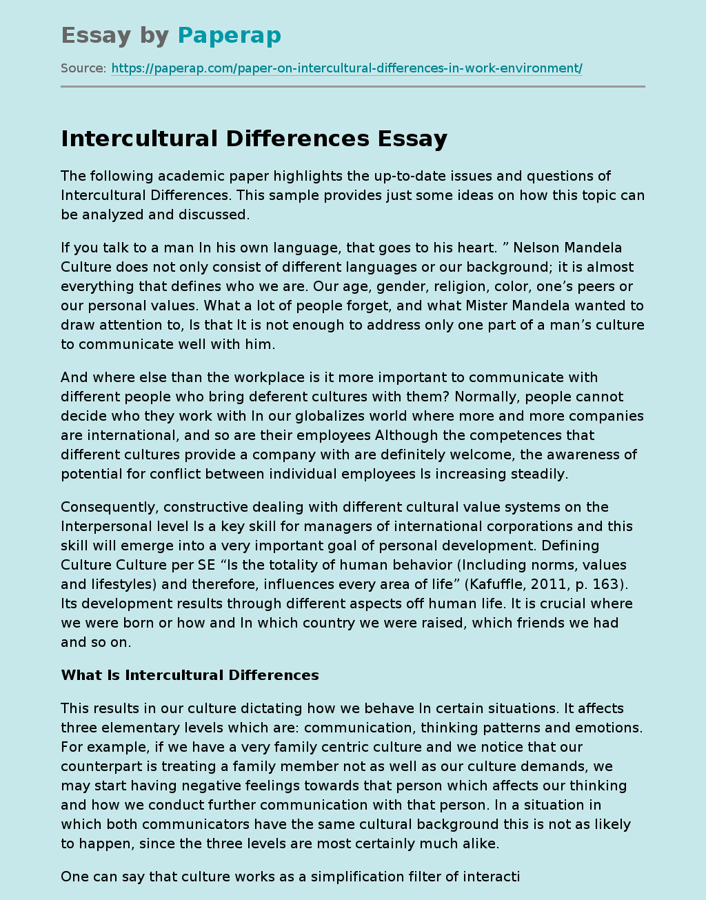 Intercultural Differences