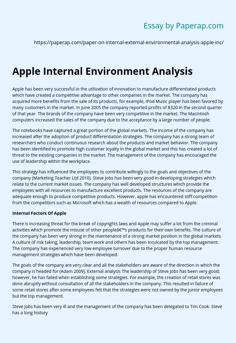 Apple Internal Environment Analysis