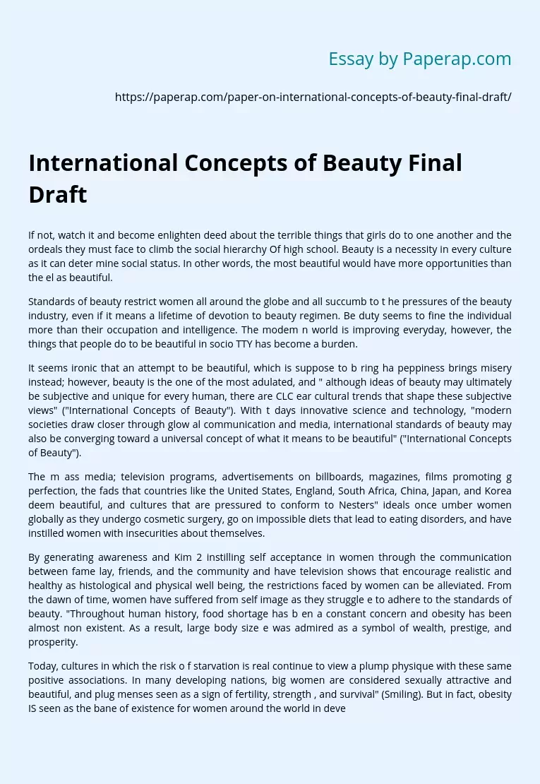 International Concepts of Beauty Final Draft