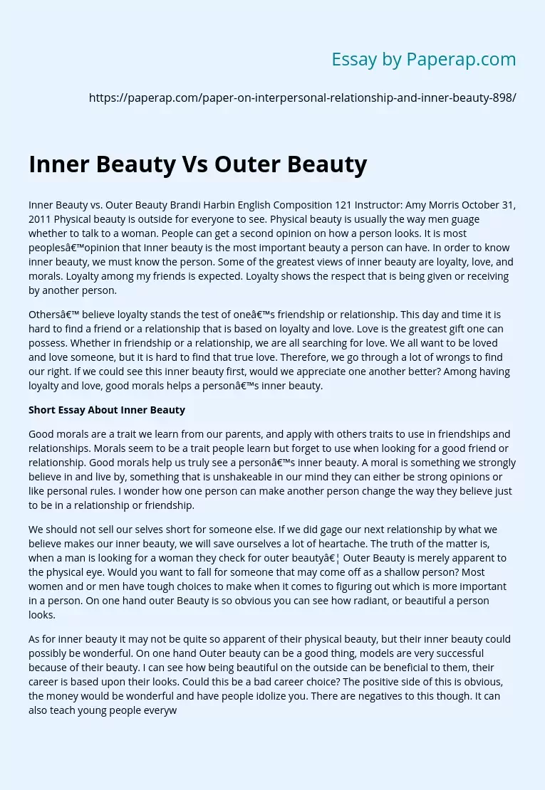 Inner Beauty Vs Outer Beauty