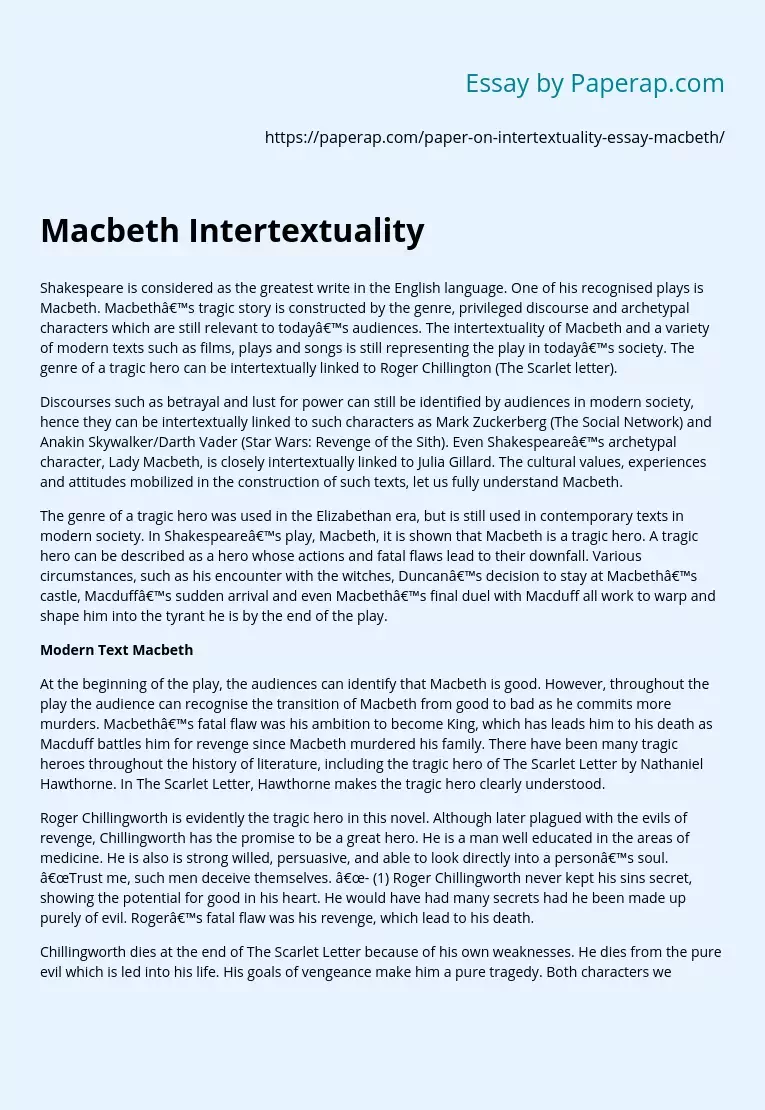 Macbeth Intertextuality