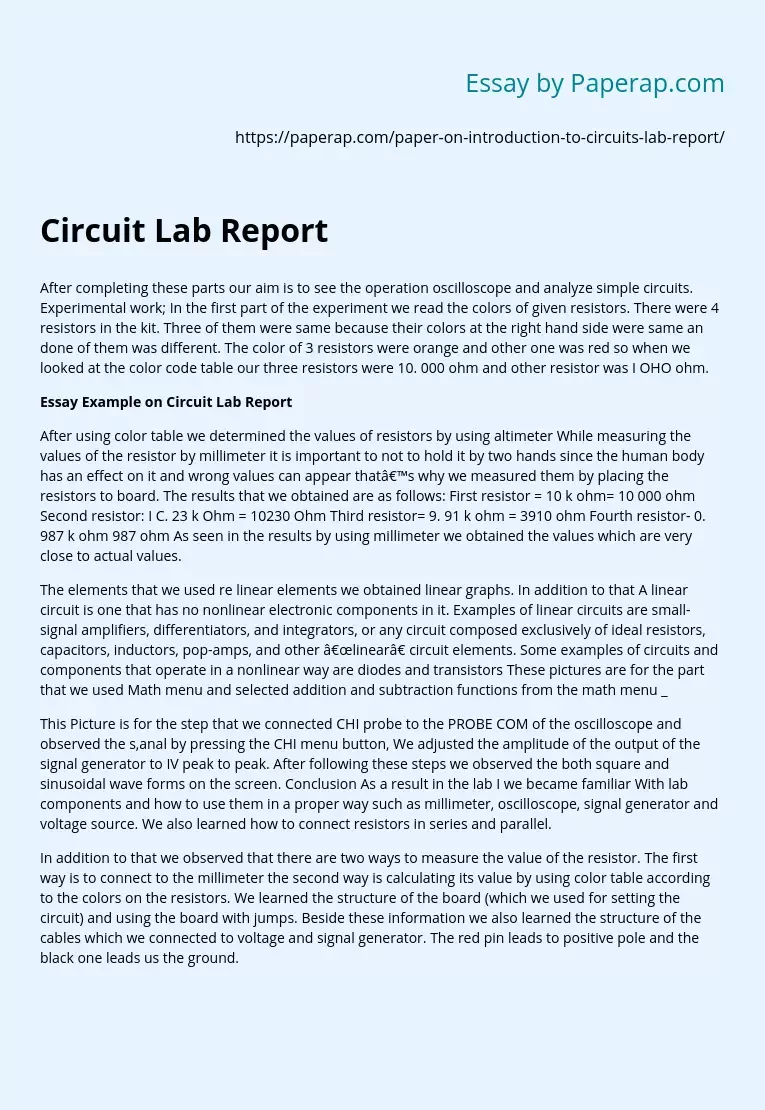Circuit Lab Report