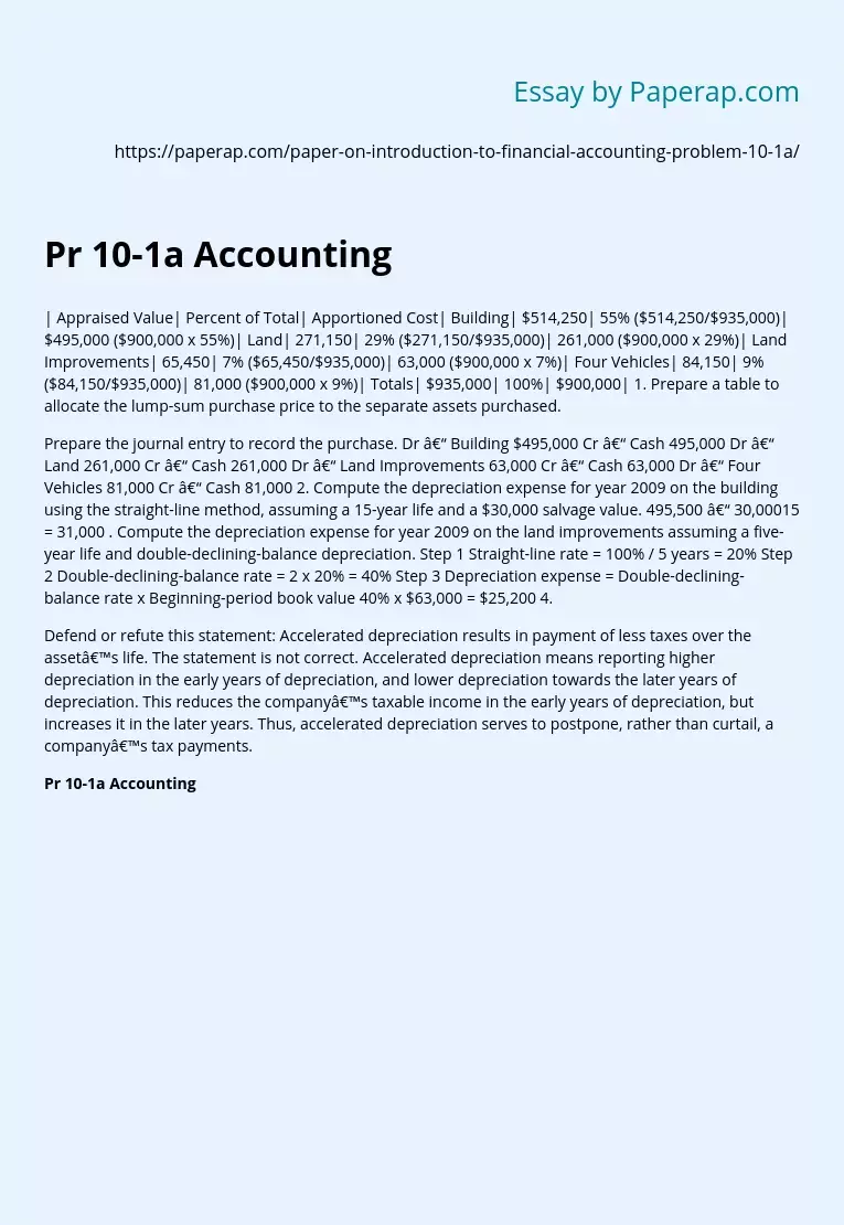 Pr 10-1a Accounting