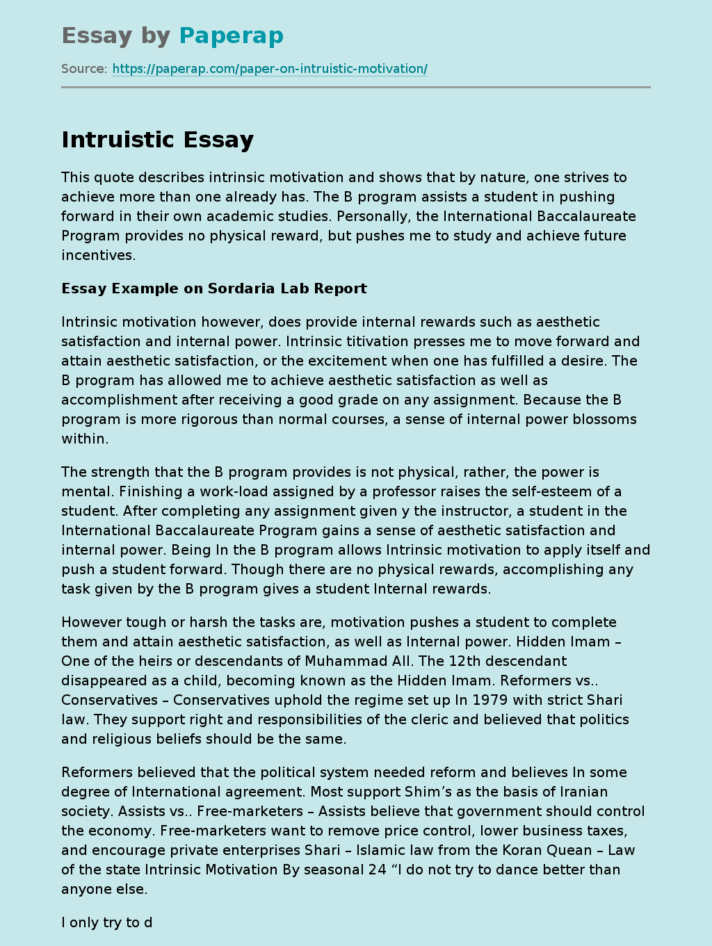 essay on intrinsic motivation