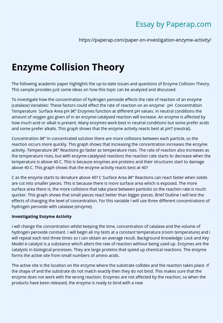 Enzyme Collision Theory